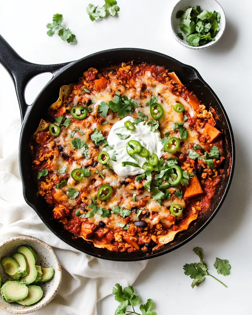 30 Minute Leftover Sweet Potato Turkey Enchilada Skillet