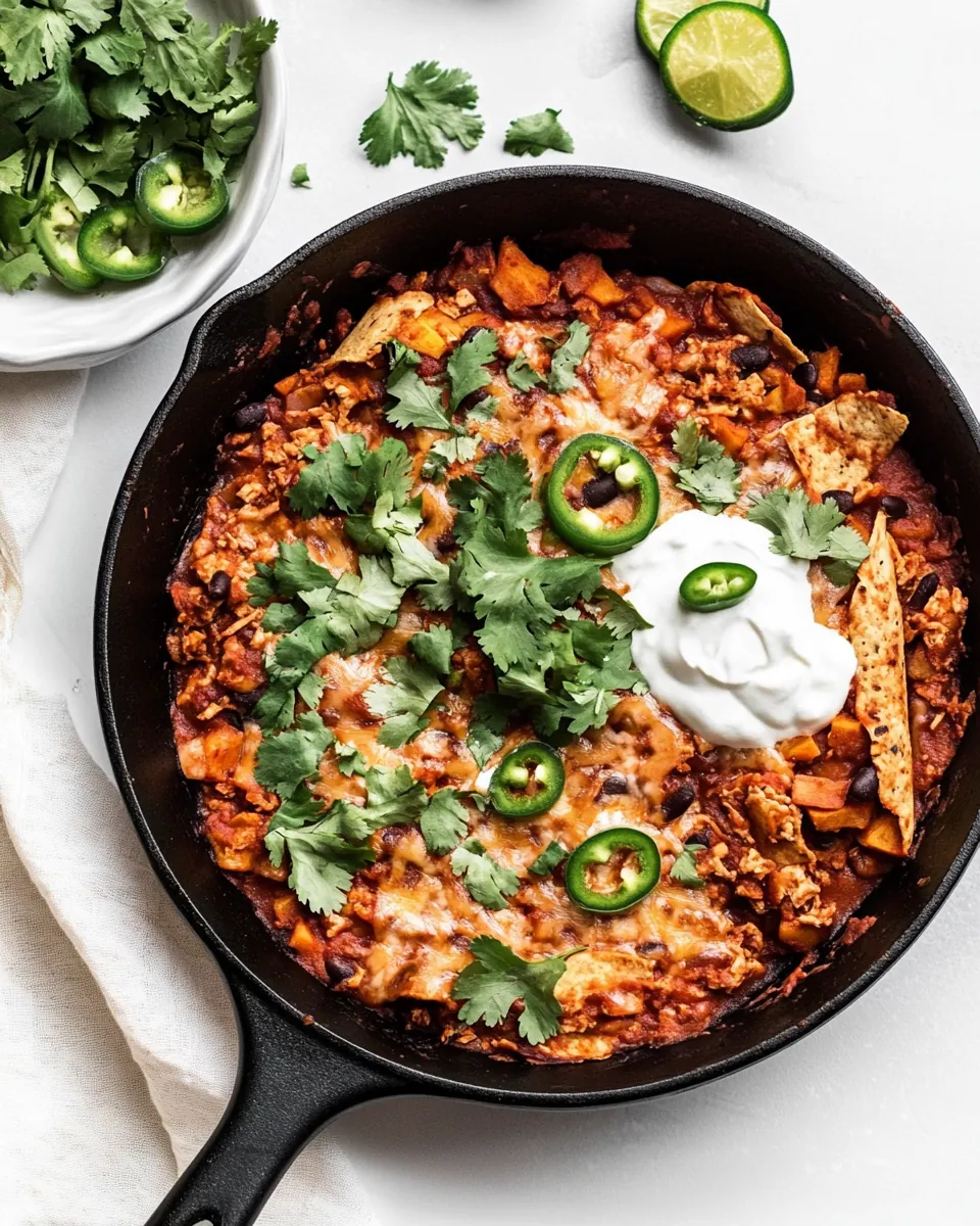 30 Minute Leftover Sweet Potato Turkey Enchilada Skillet