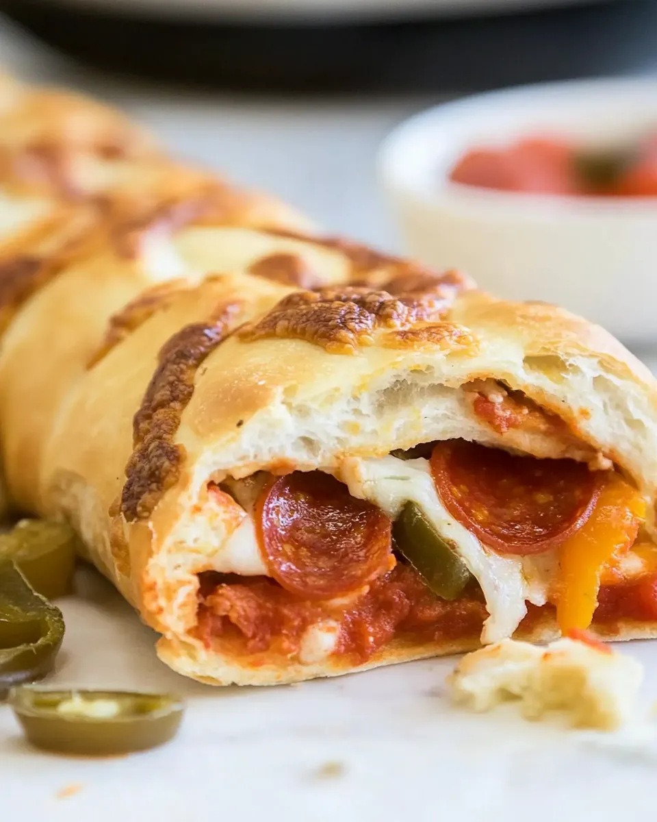 Air Fryer Pepperoni and Peppers Stromboli