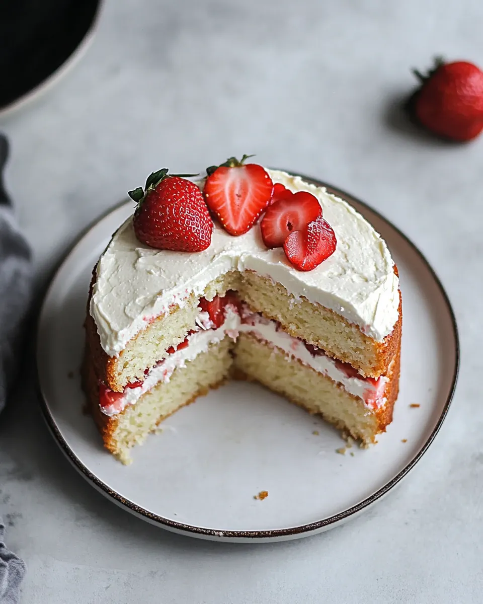 Almond Flour Strawberry Shortcake Cake with Vanilla Bean Cream Cheese Frosting