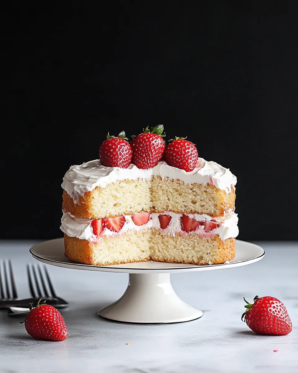 Almond Flour Strawberry Shortcake Cake with Vanilla Bean Cream Cheese Frosting