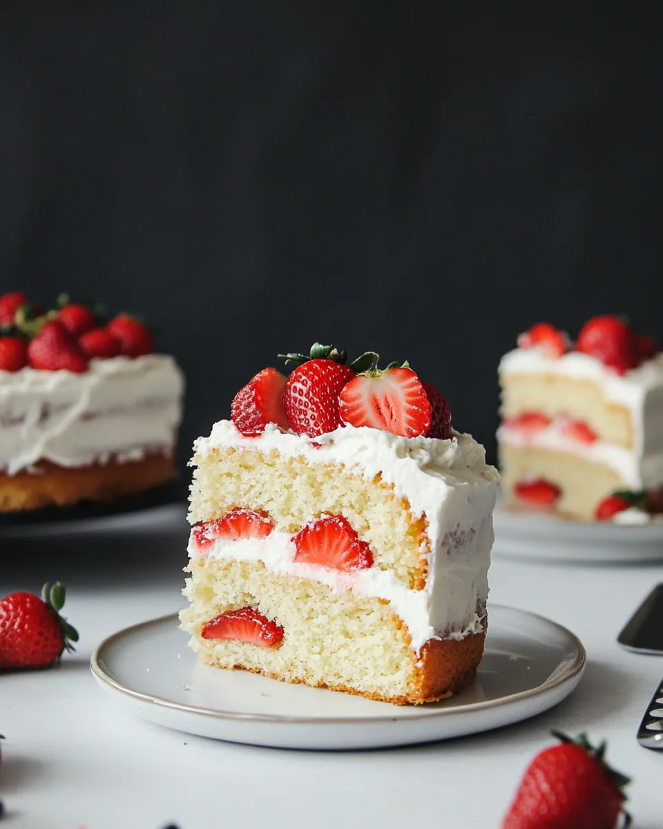 Almond Flour Strawberry Shortcake Cake with Vanilla Bean Cream Cheese Frosting