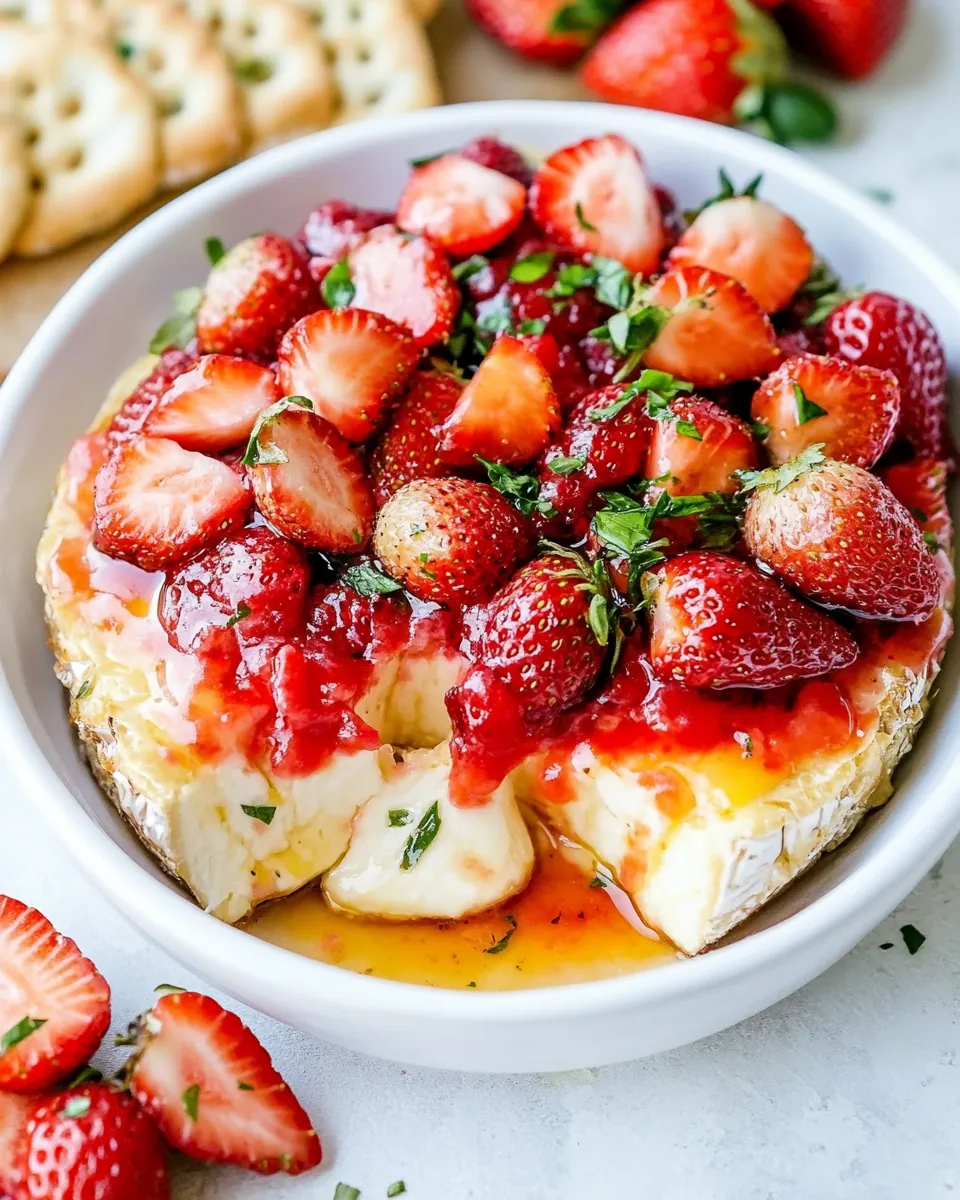 Baked Brie Recipe with Roasted Strawberries