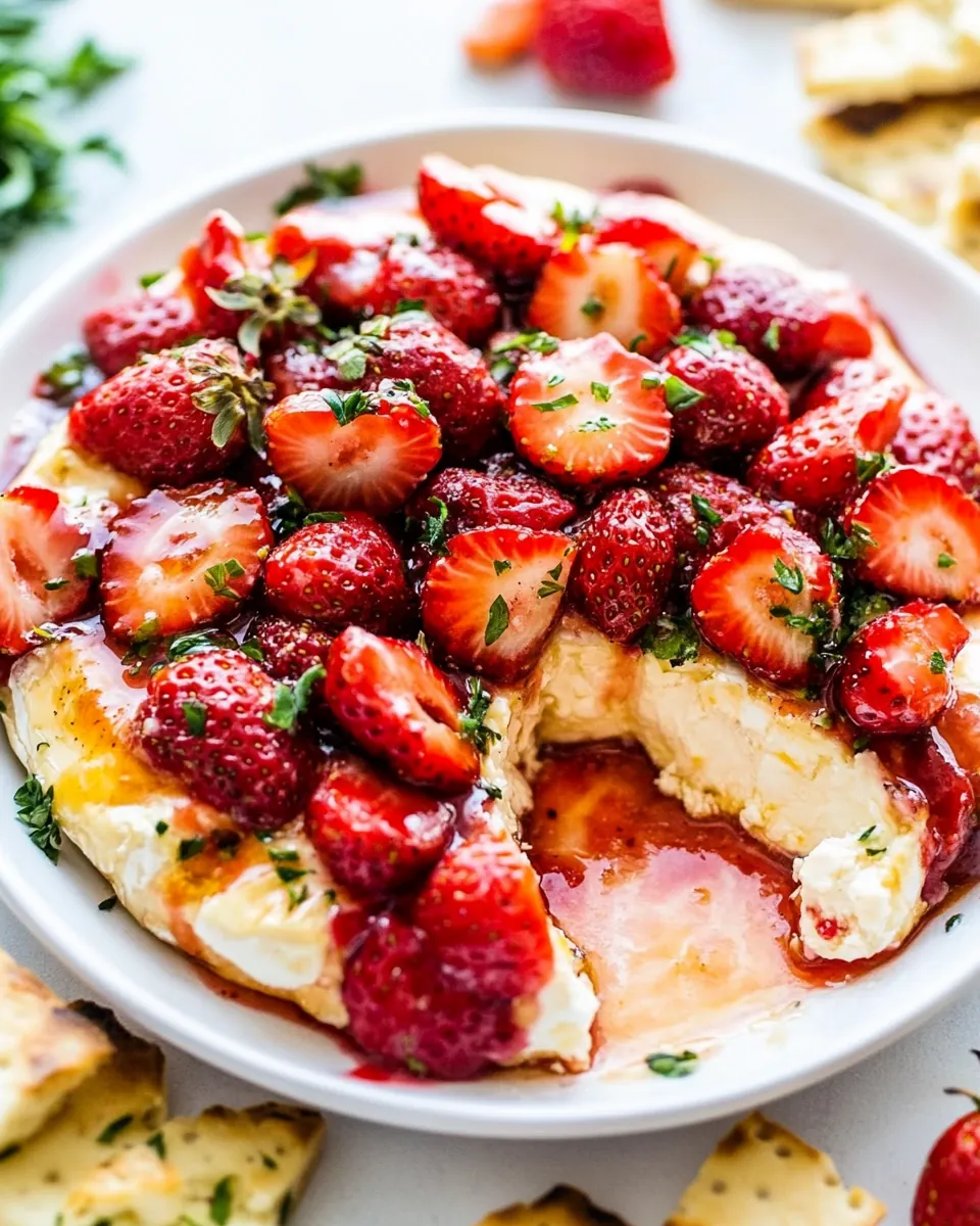 Baked Brie Recipe with Roasted Strawberries