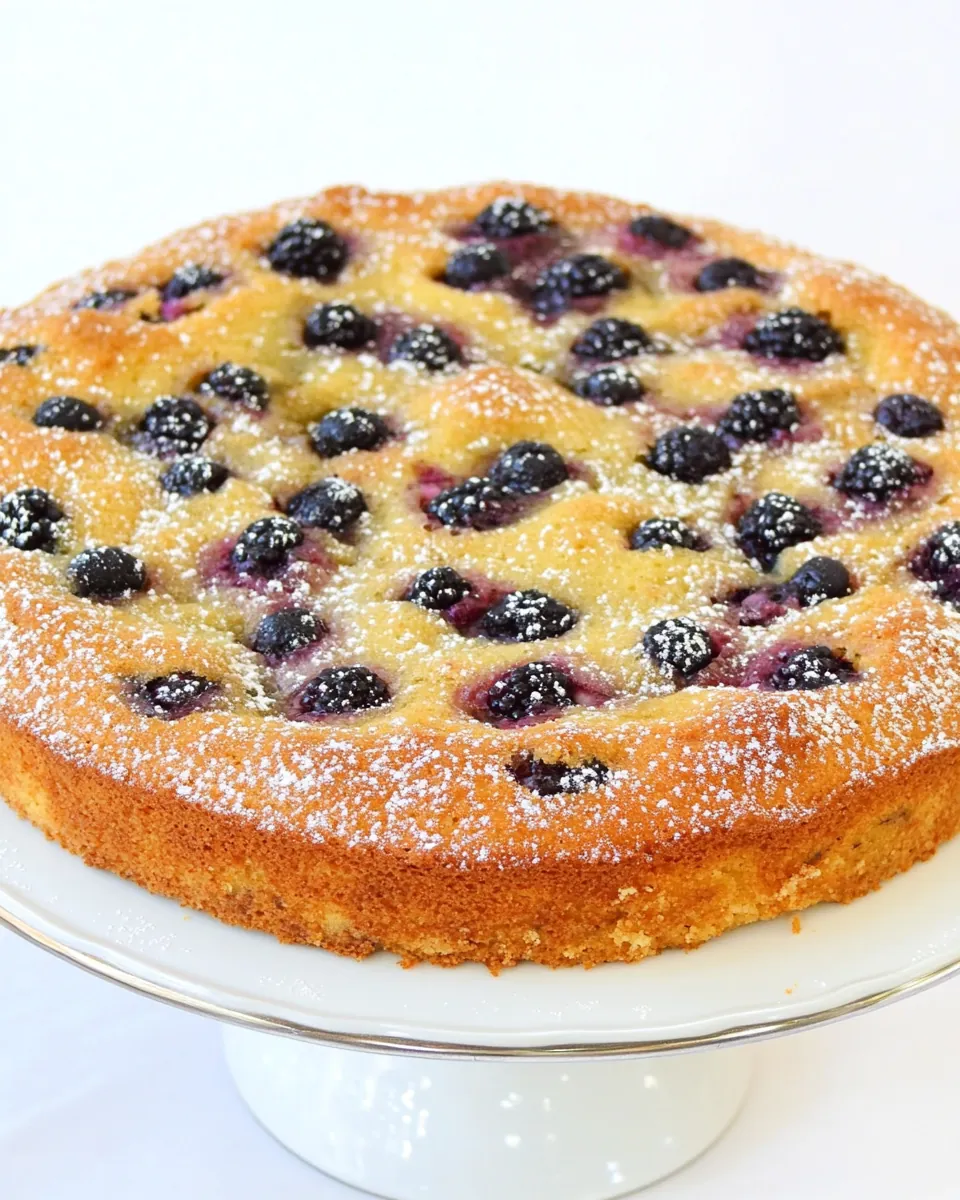 Blackberry Rhubarb Buttermilk Cake