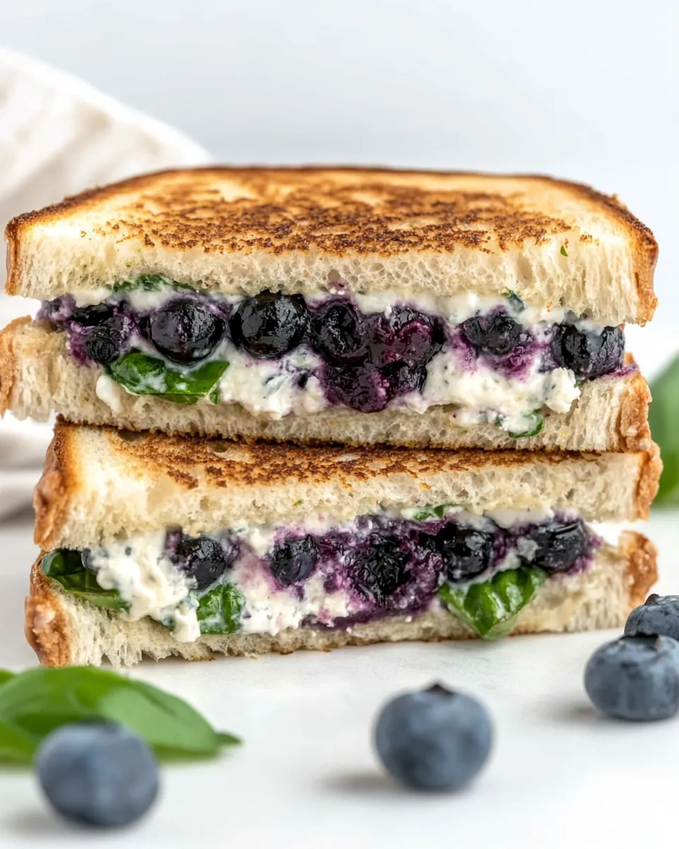 Blueberry Basil Goat Cheese Grilled Cheese Sandwich