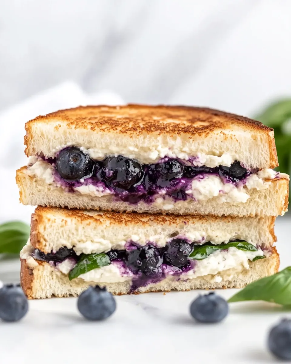 Blueberry Basil Goat Cheese Grilled Cheese Sandwich