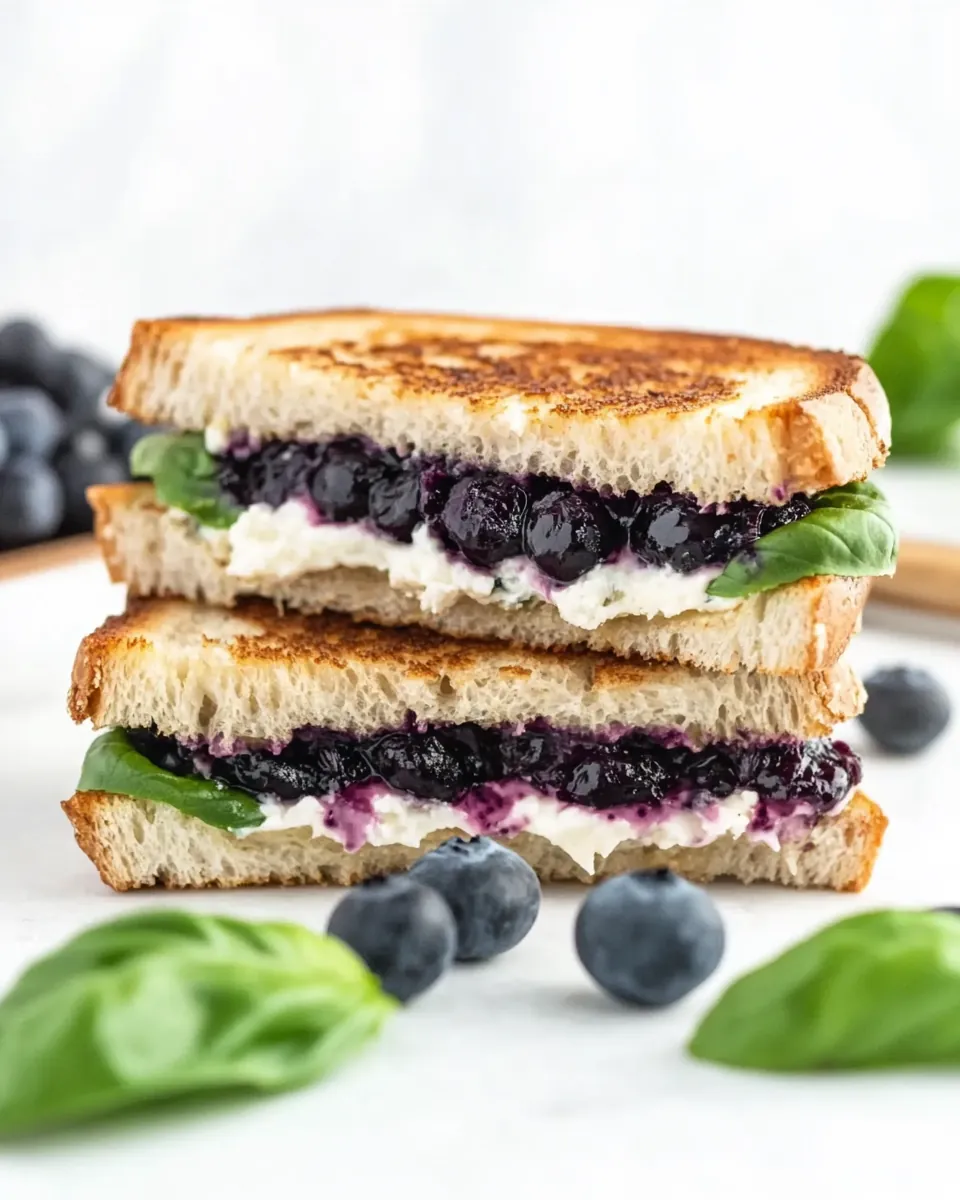Blueberry Basil Goat Cheese Grilled Cheese Sandwich