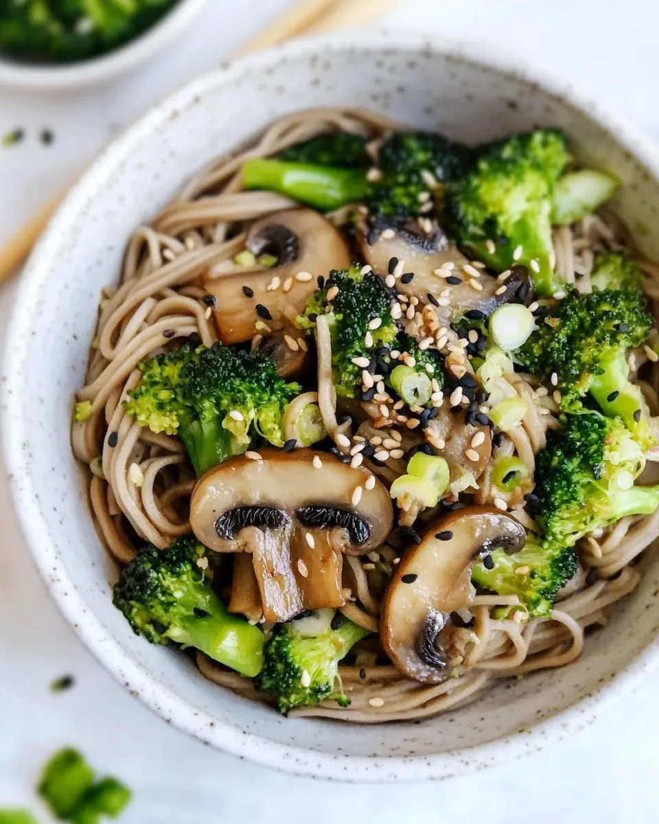 Broccoli and Shiitake Mushrooms With Soba Noodles