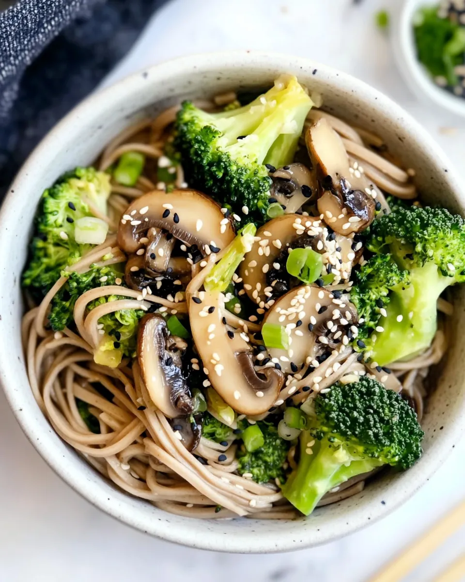 Broccoli and Shiitake Mushrooms With Soba Noodles