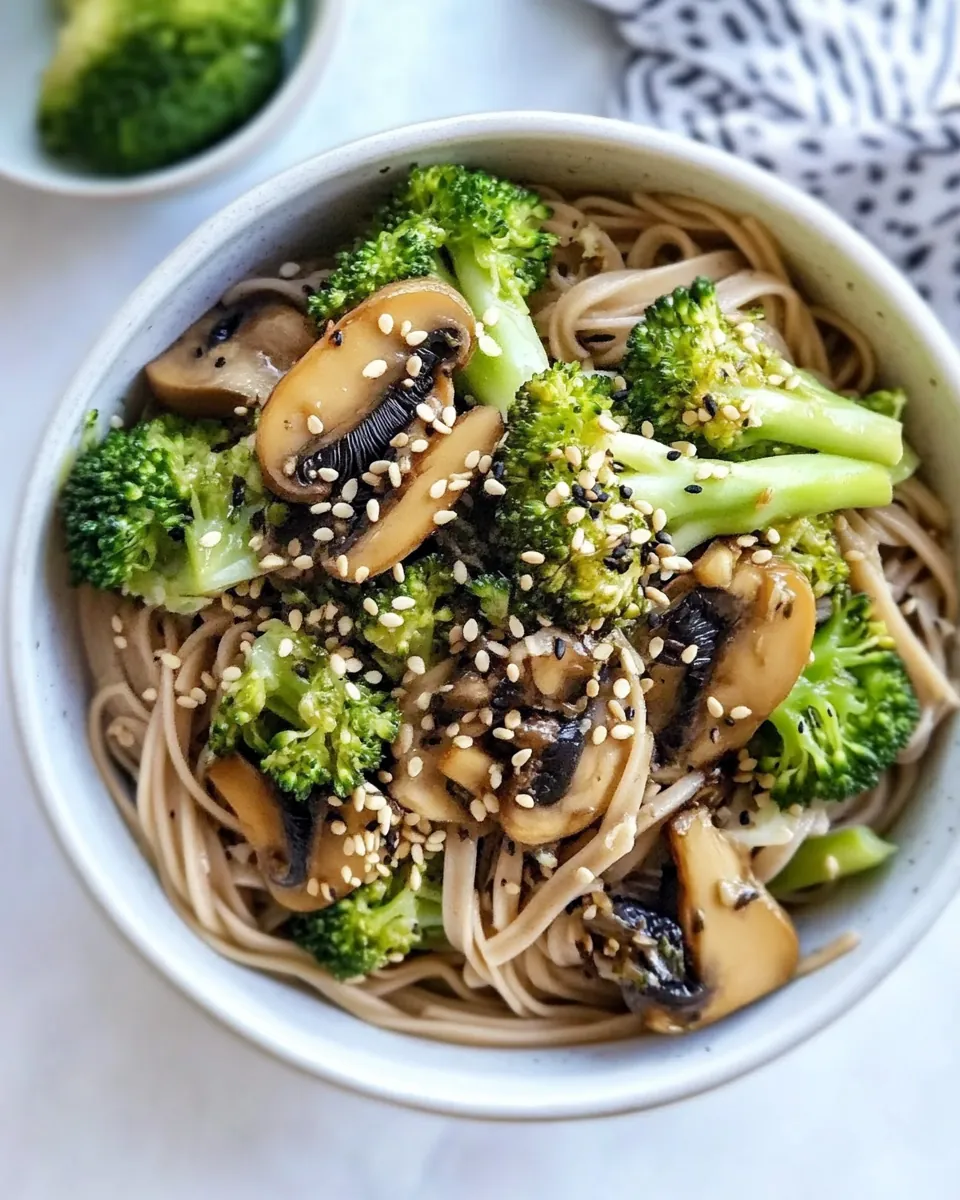 Broccoli and Shiitake Mushrooms With Soba Noodles