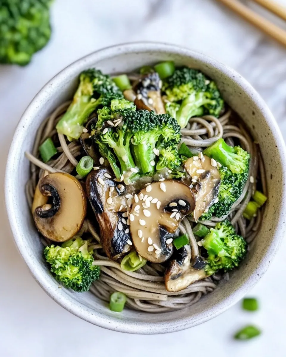 Broccoli and Shiitake Mushrooms With Soba Noodles