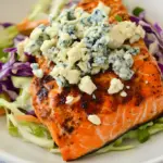 Buffalo Salmon with Blue Cheese Slaw
