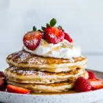 Buttermilk Pancakes with Chamomile Cream and Gingered Strawberries