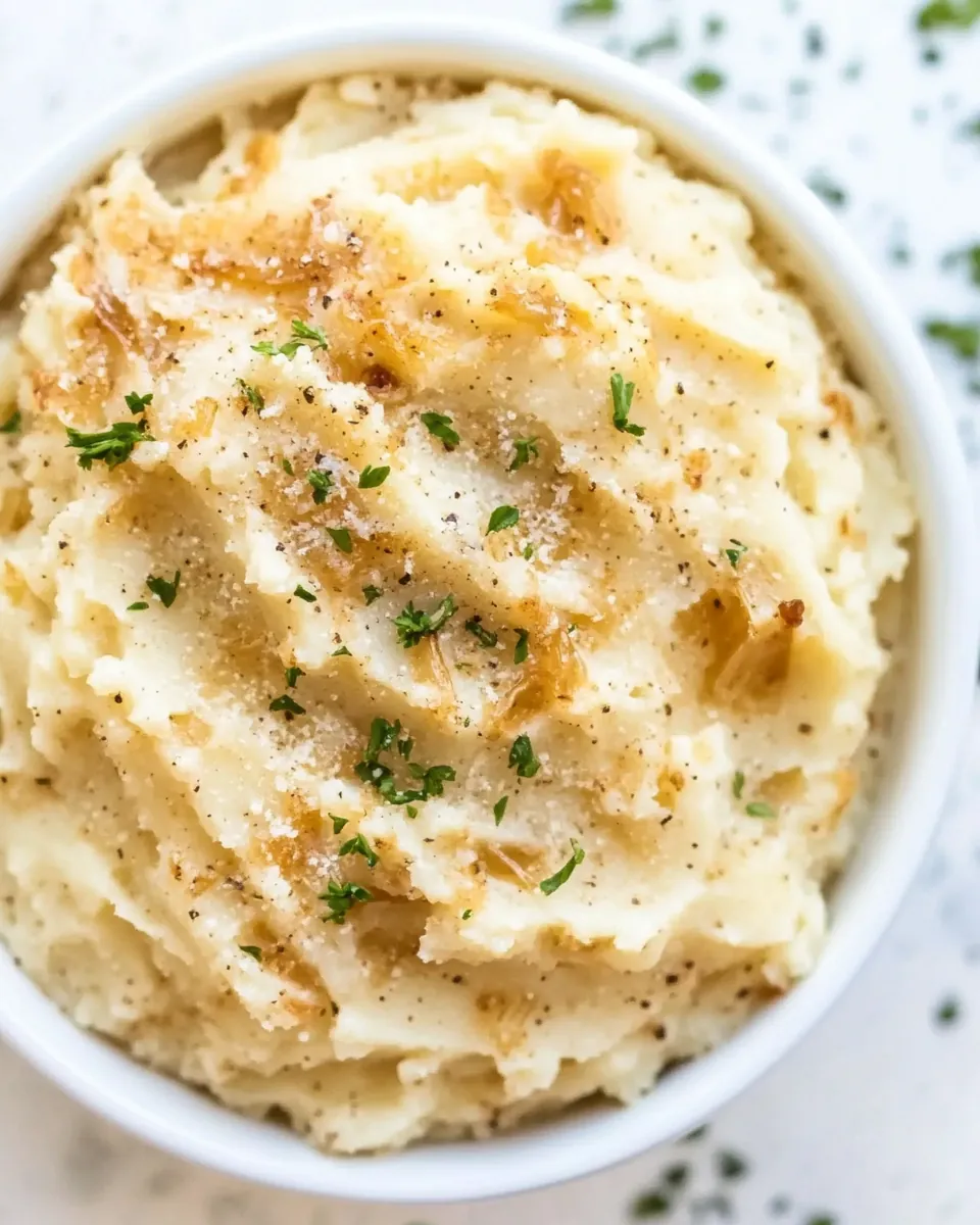 Caramelized Onion Roasted Garlic Buttermilk Mashed Potatoes
