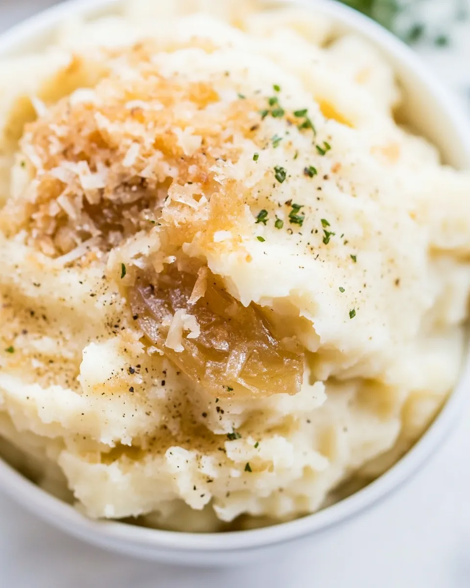 Caramelized Onion Roasted Garlic Buttermilk Mashed Potatoes