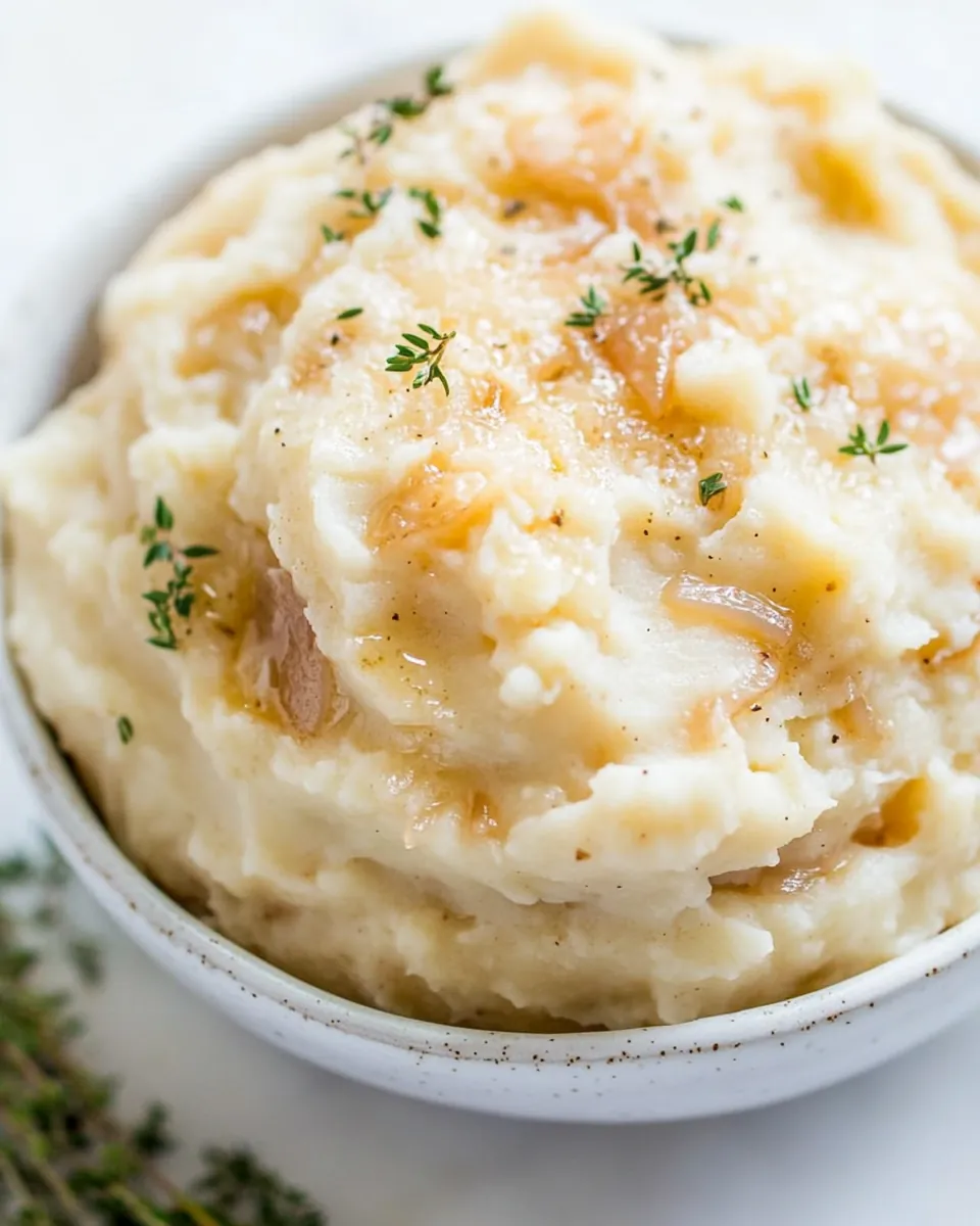 Caramelized Onion Roasted Garlic Buttermilk Mashed Potatoes