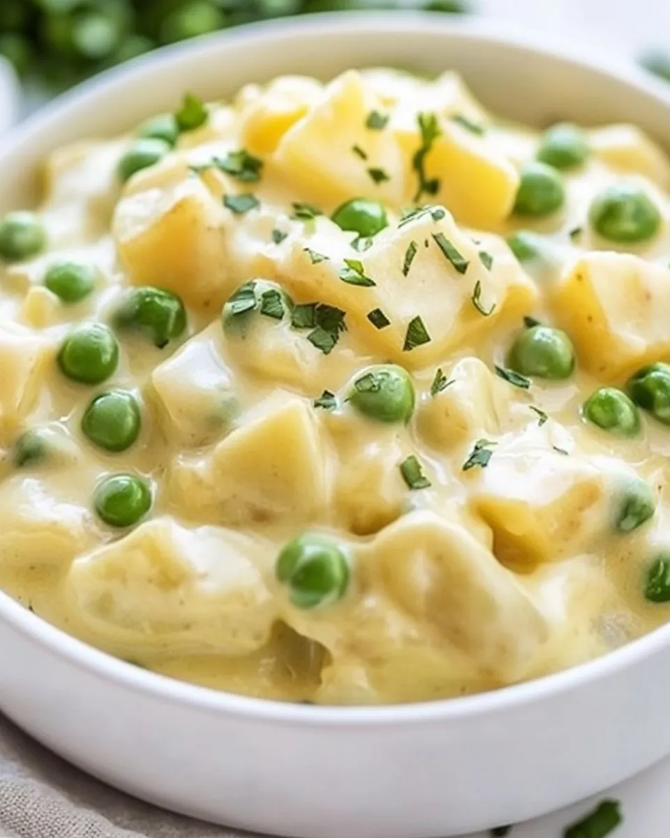 Cheesy Creamed Peas and Potatoes