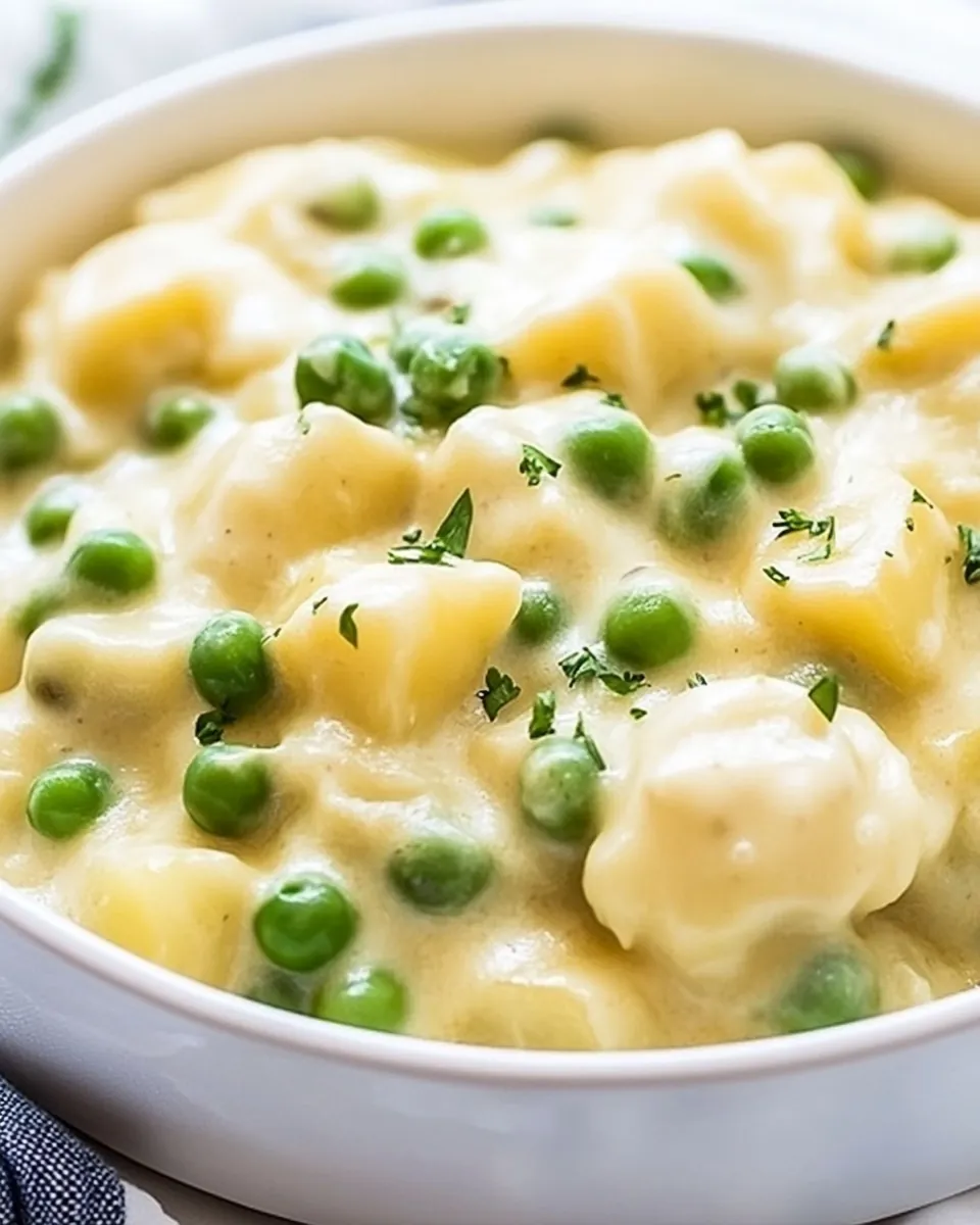 Cheesy Creamed Peas and Potatoes