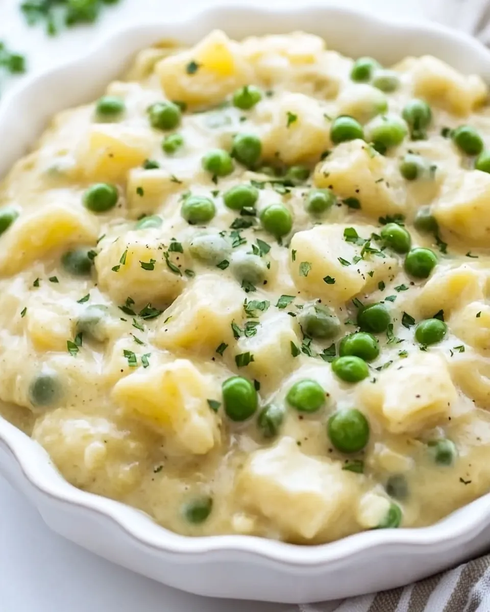 Cheesy Creamed Peas and Potatoes