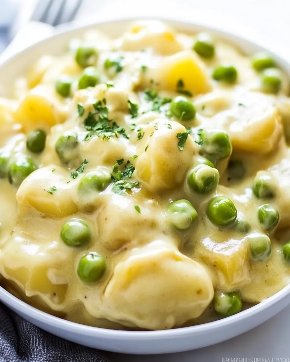 Cheesy Creamed Peas and Potatoes