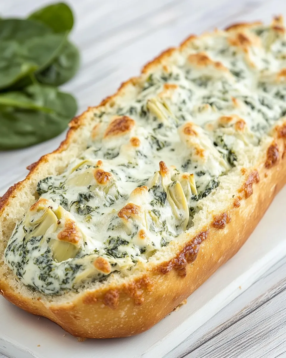 Cheesy Spinach Artichoke Bread