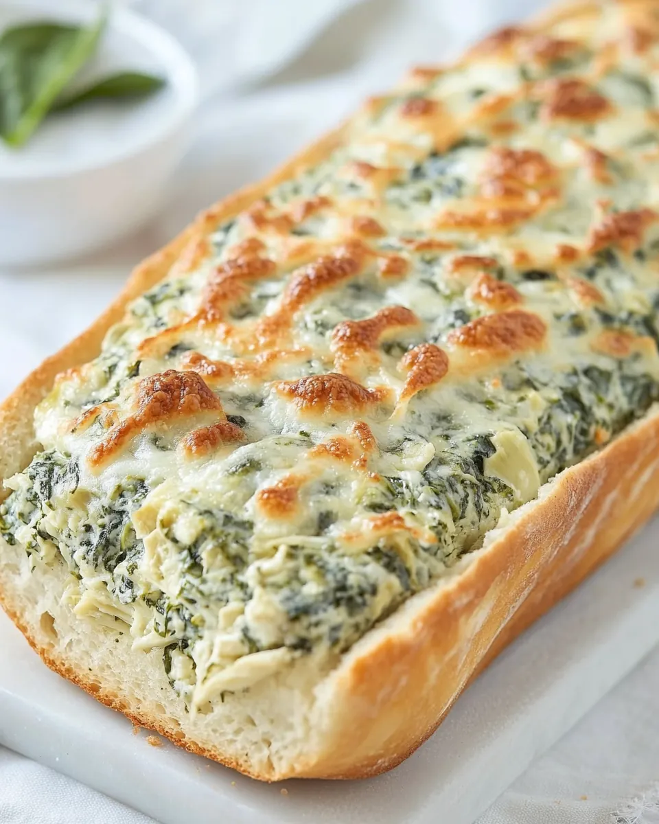 Cheesy Spinach Artichoke Bread