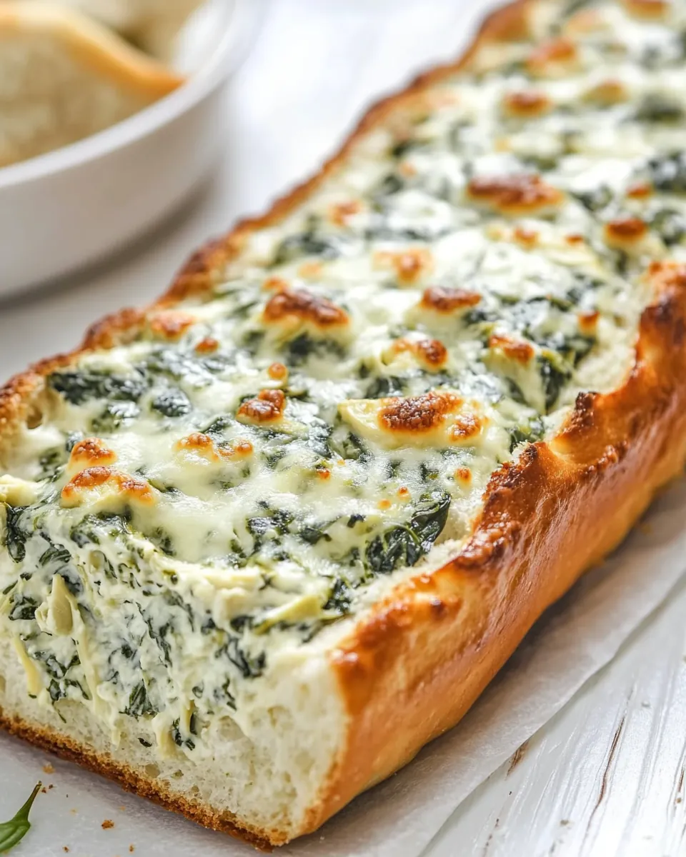 Cheesy Spinach Artichoke Bread