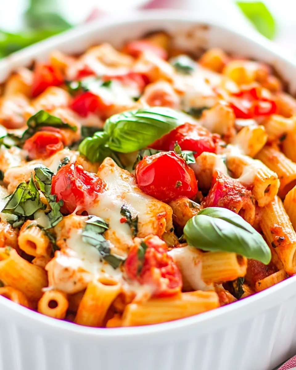 Chicken Caprese Pasta Casserole