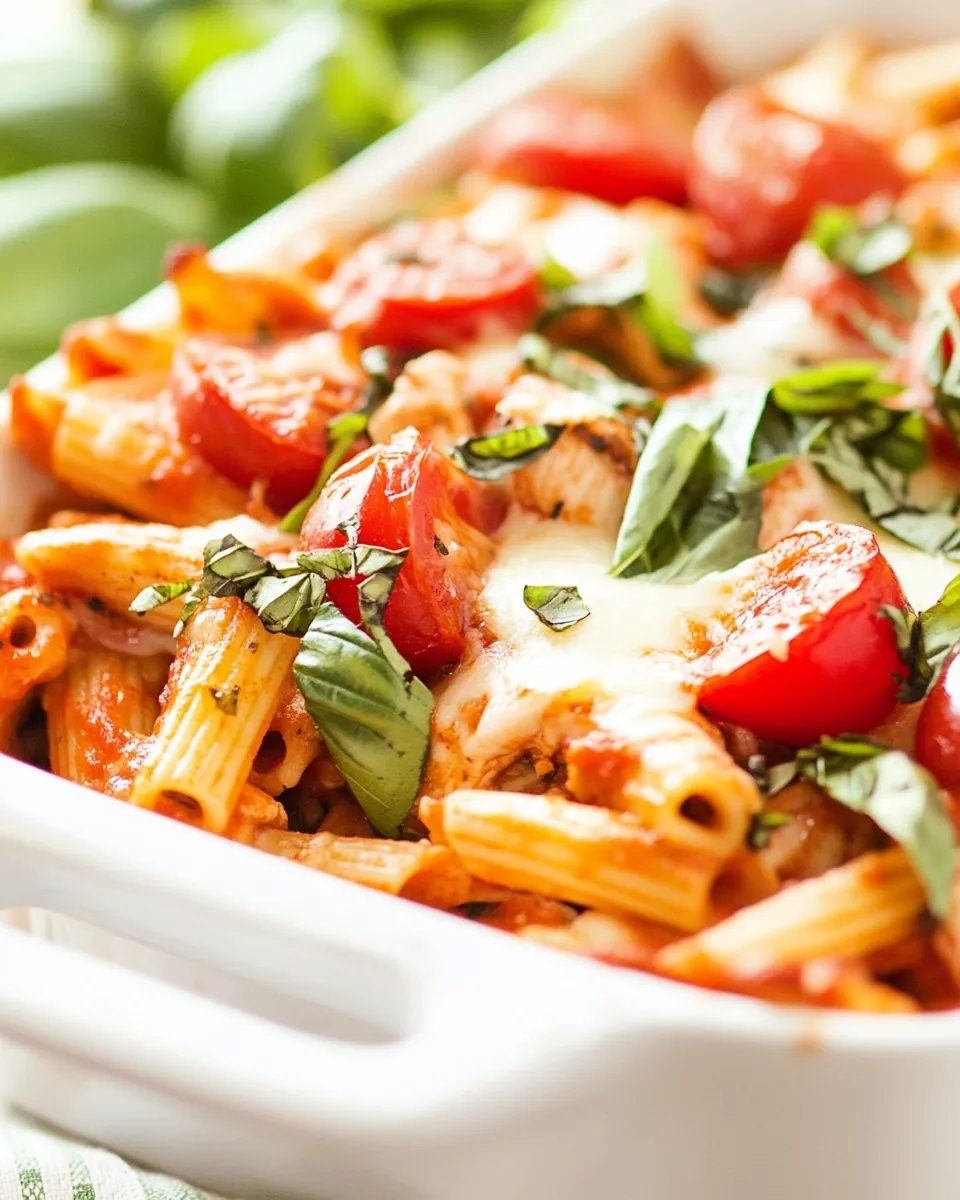 Chicken Caprese Pasta Casserole