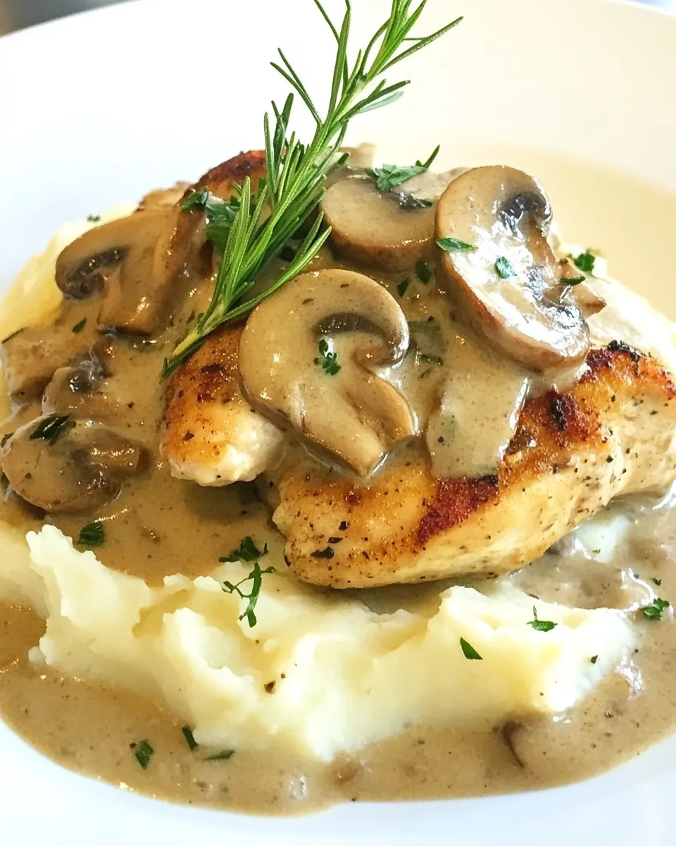 Chicken with Mushroom Sauce over Mashed Potatoes