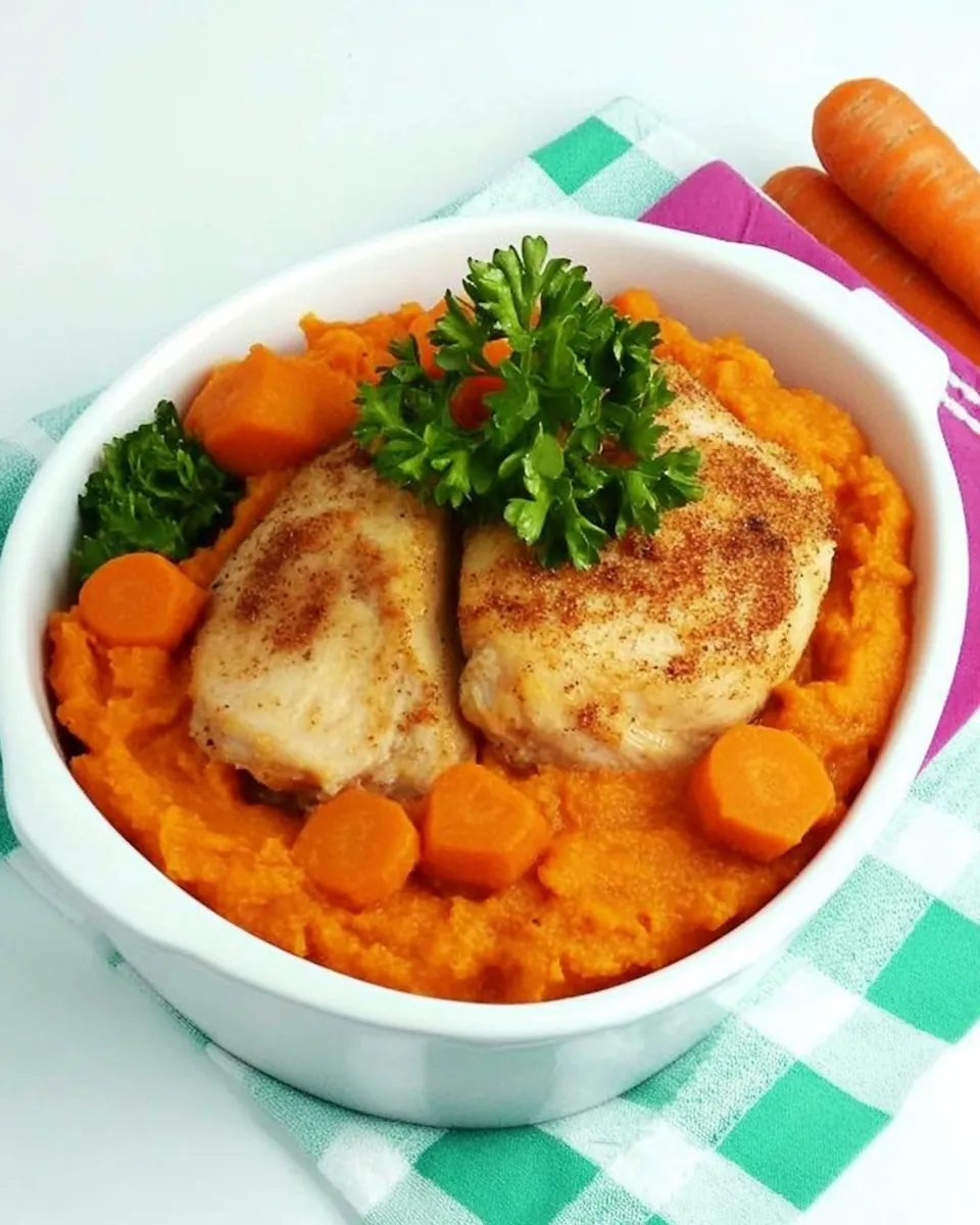 Chicken with Sweet Potato and Carrots Puree