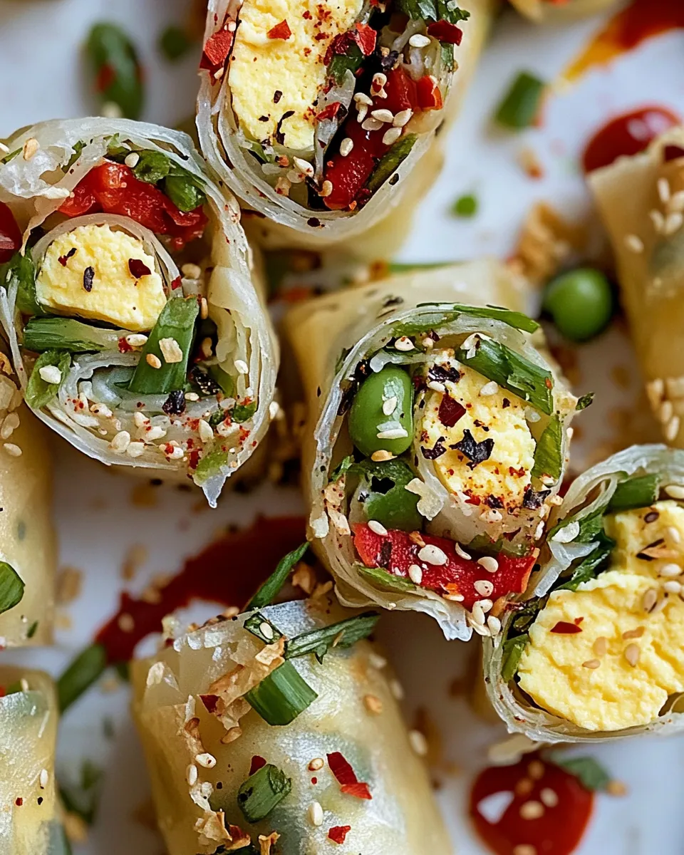 Chili Green Bean and Egg Spring Rolls