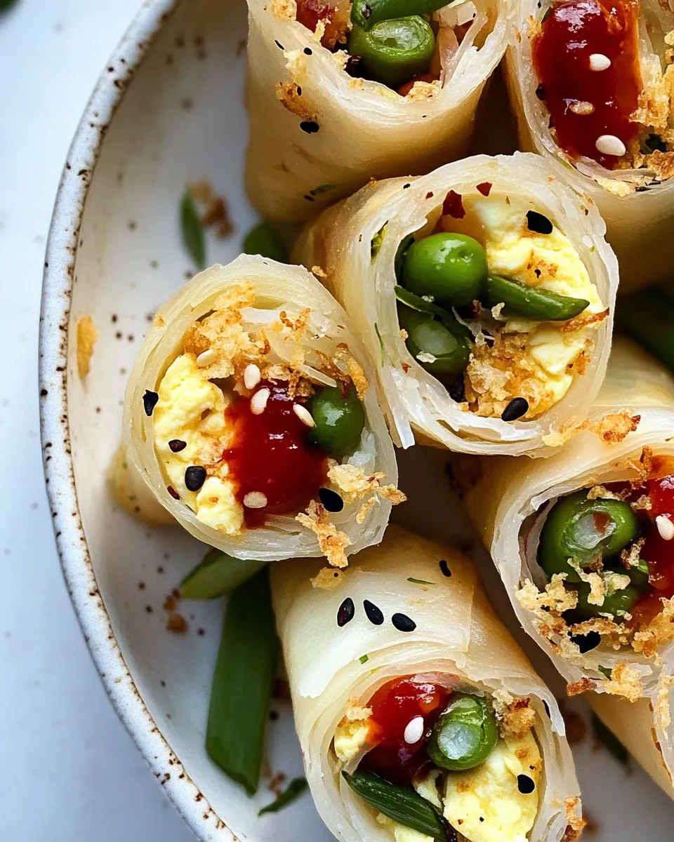 Chili Green Bean and Egg Spring Rolls
