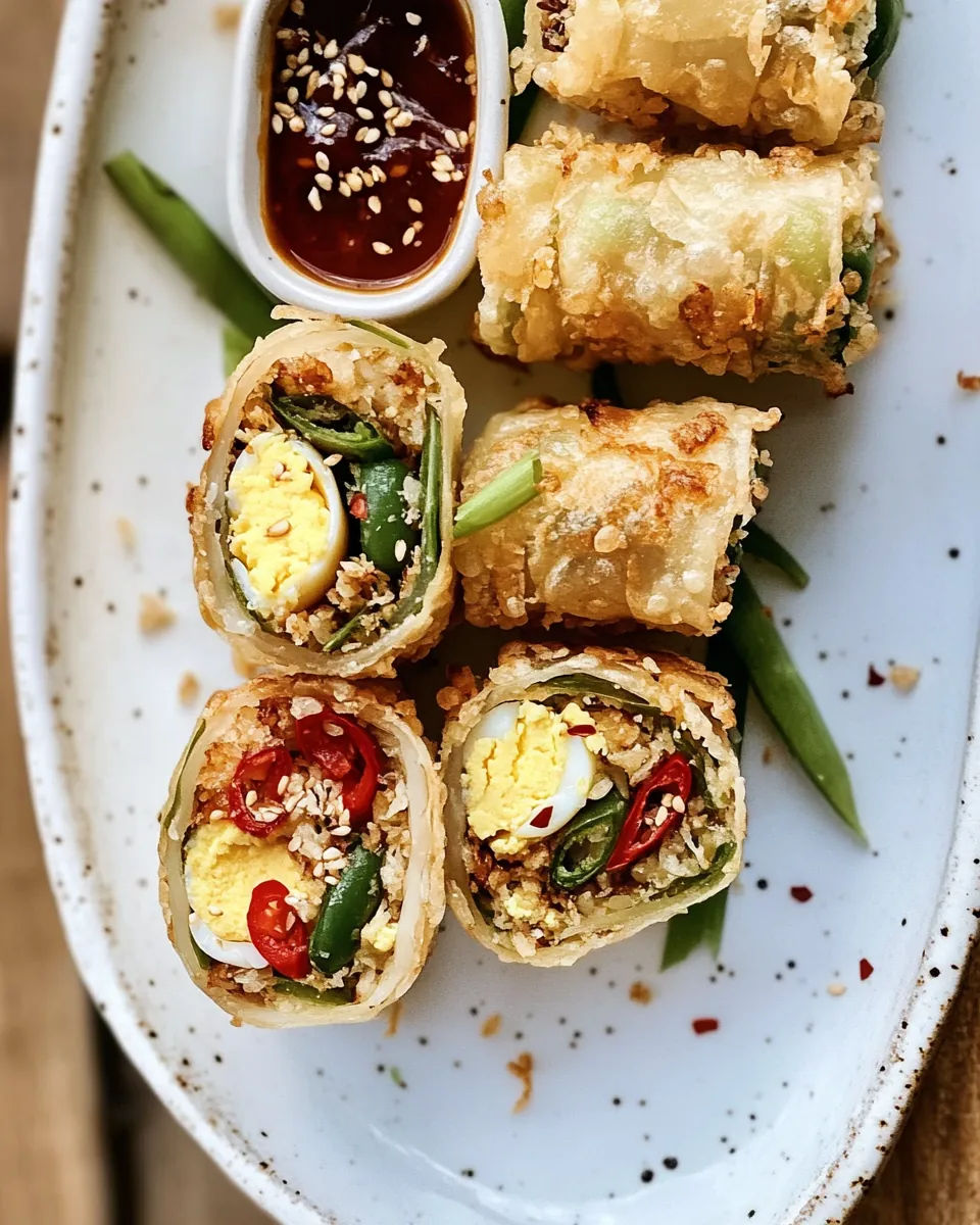 Chili Green Bean and Egg Spring Rolls