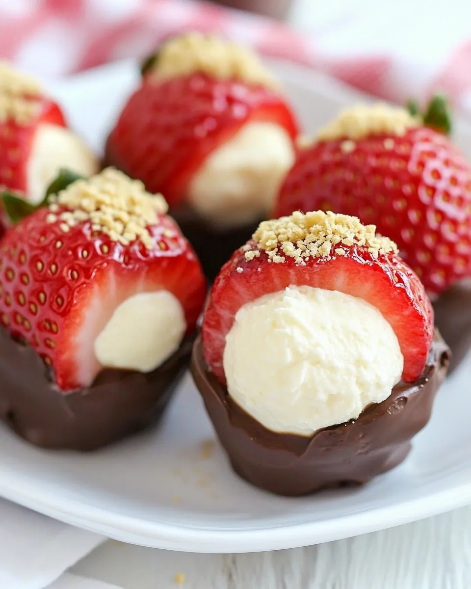 Chocolate Dipped Cheesecake Stuffed Strawberries