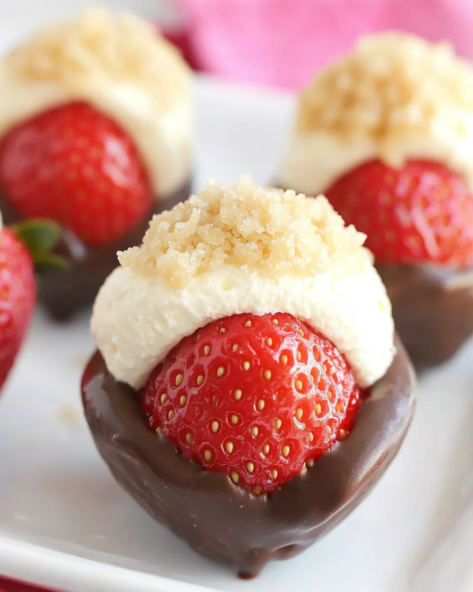Chocolate Dipped Cheesecake Stuffed Strawberries