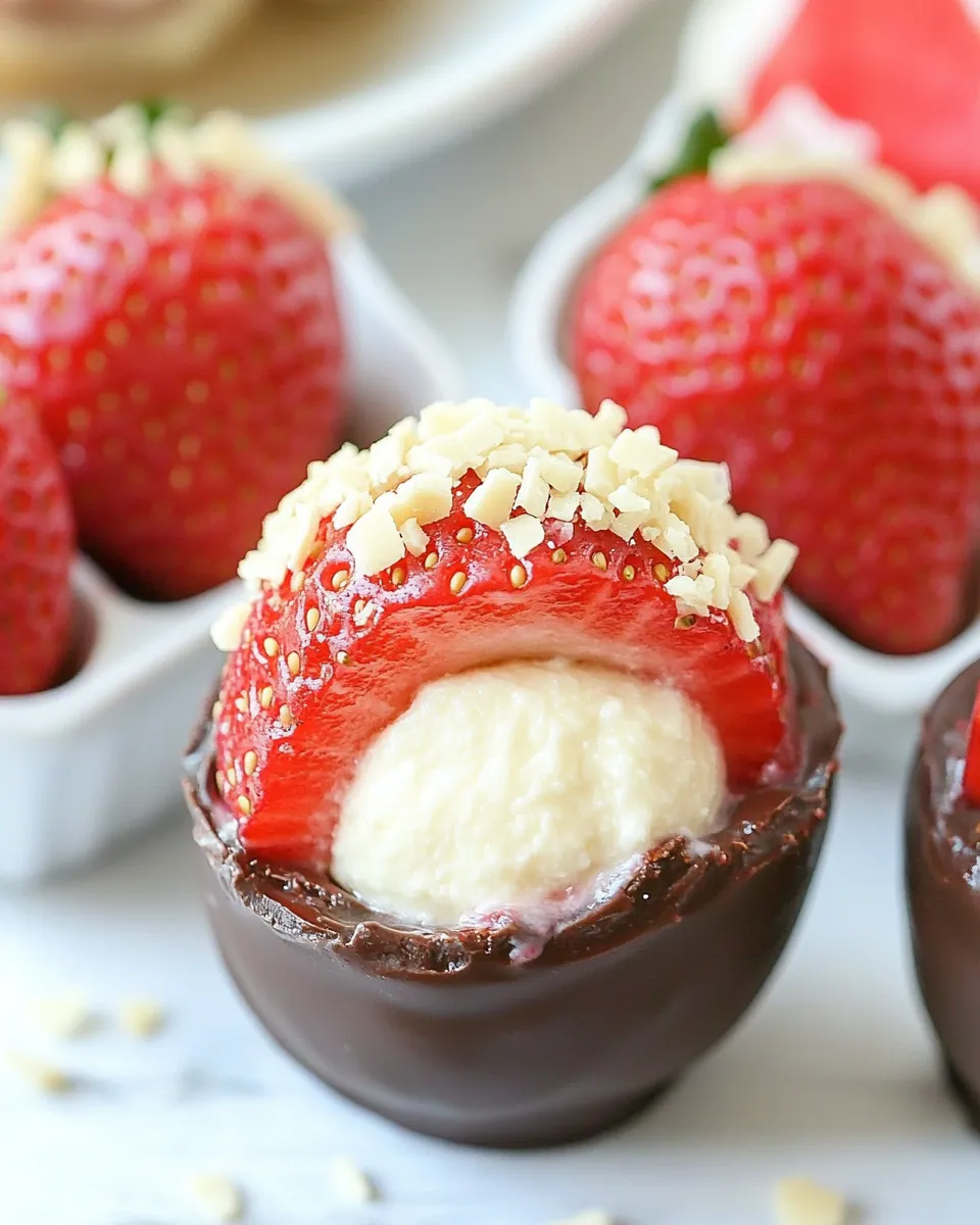 Chocolate Dipped Cheesecake Stuffed Strawberries