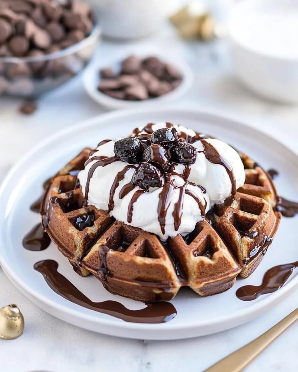 Chocolate Eggnog Waffles