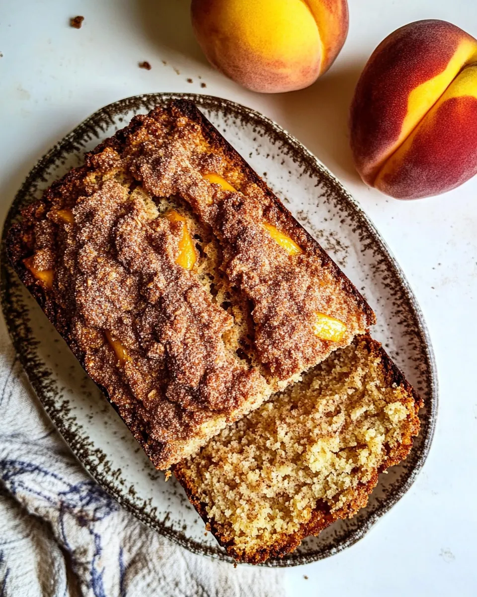 Cinnamon Crunch Peach Muffin Bread