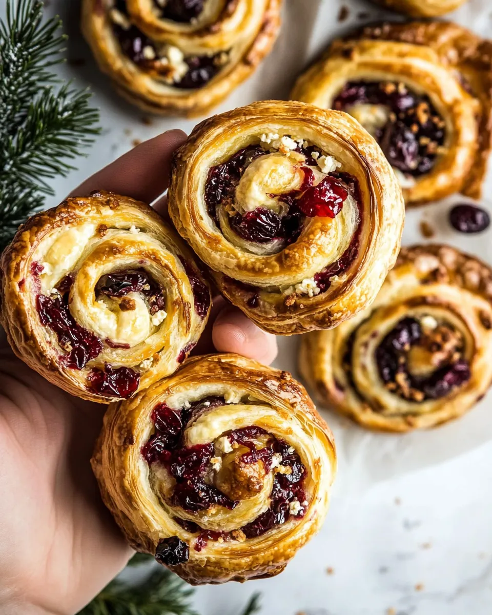 Cranberry Goat Cheese Puff Pastry Swirls