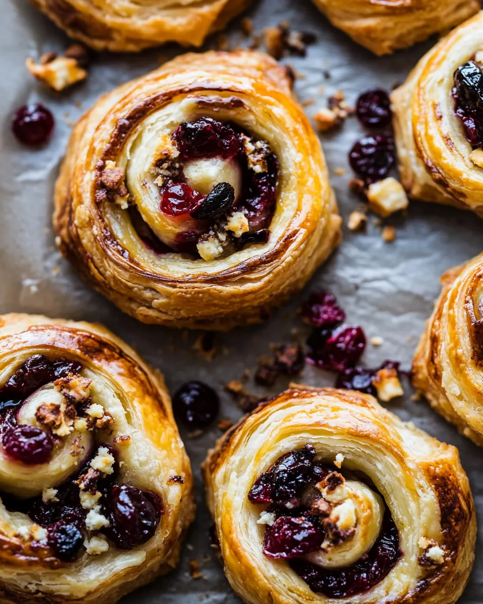 Cranberry Goat Cheese Puff Pastry Swirls