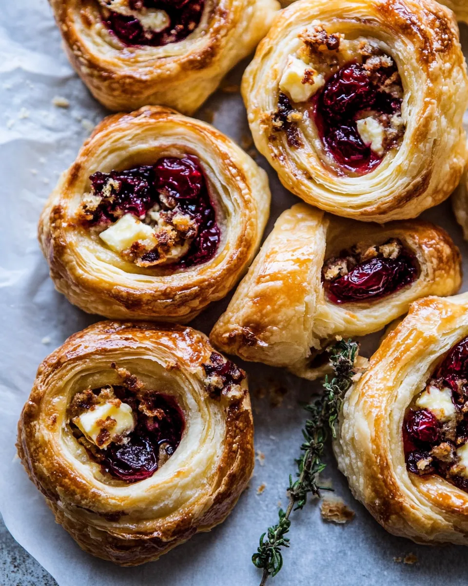 Cranberry Goat Cheese Puff Pastry Swirls