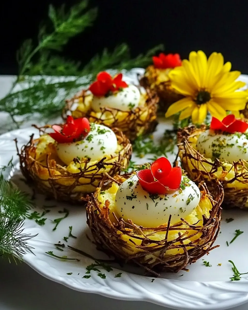 Easter Egg Tart Potato Nests