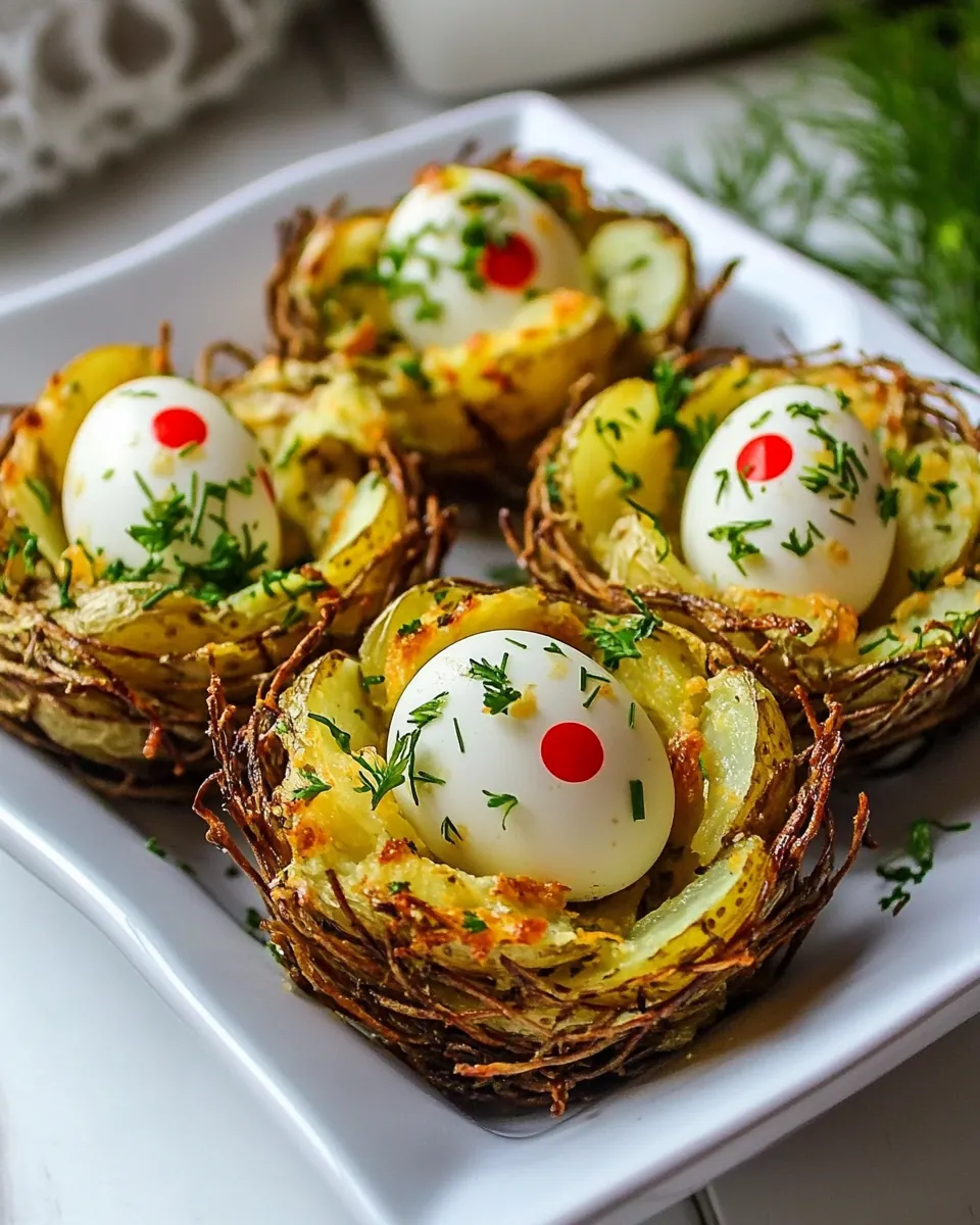 Easter Egg Tart Potato Nests