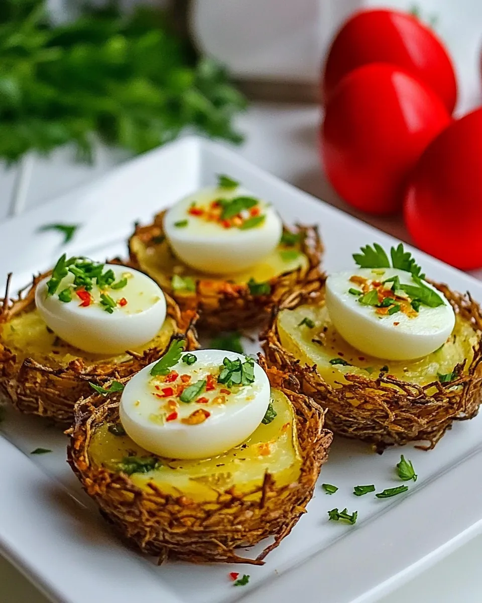 Easter Egg Tart Potato Nests