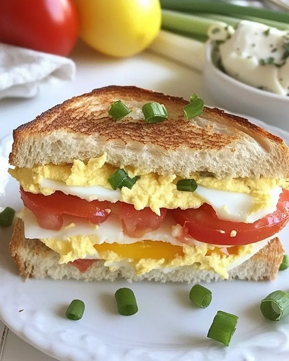 Egg Tomato and Scallion Sandwich