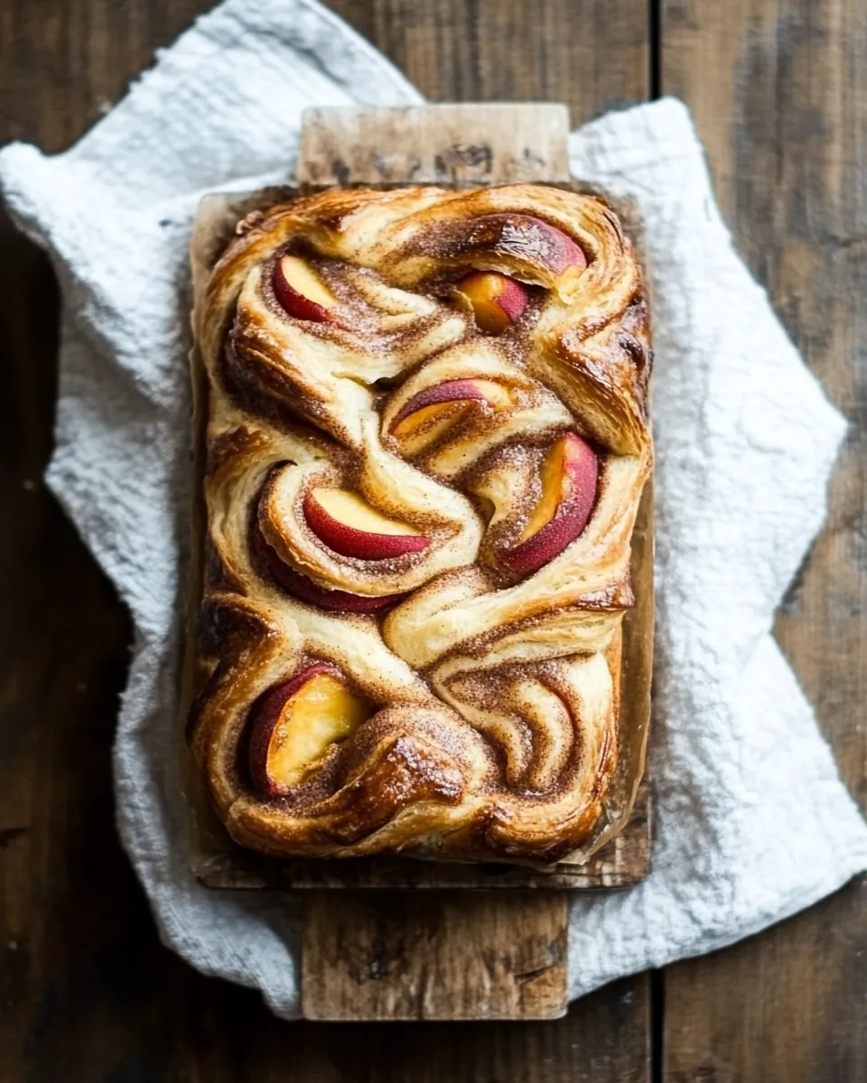 Flaky Pull Apart Cinnamon Peach Brioche Bread