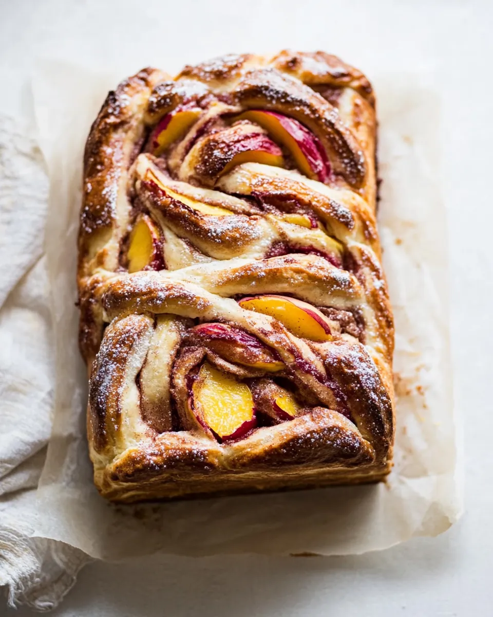 Flaky Pull Apart Cinnamon Peach Brioche Bread