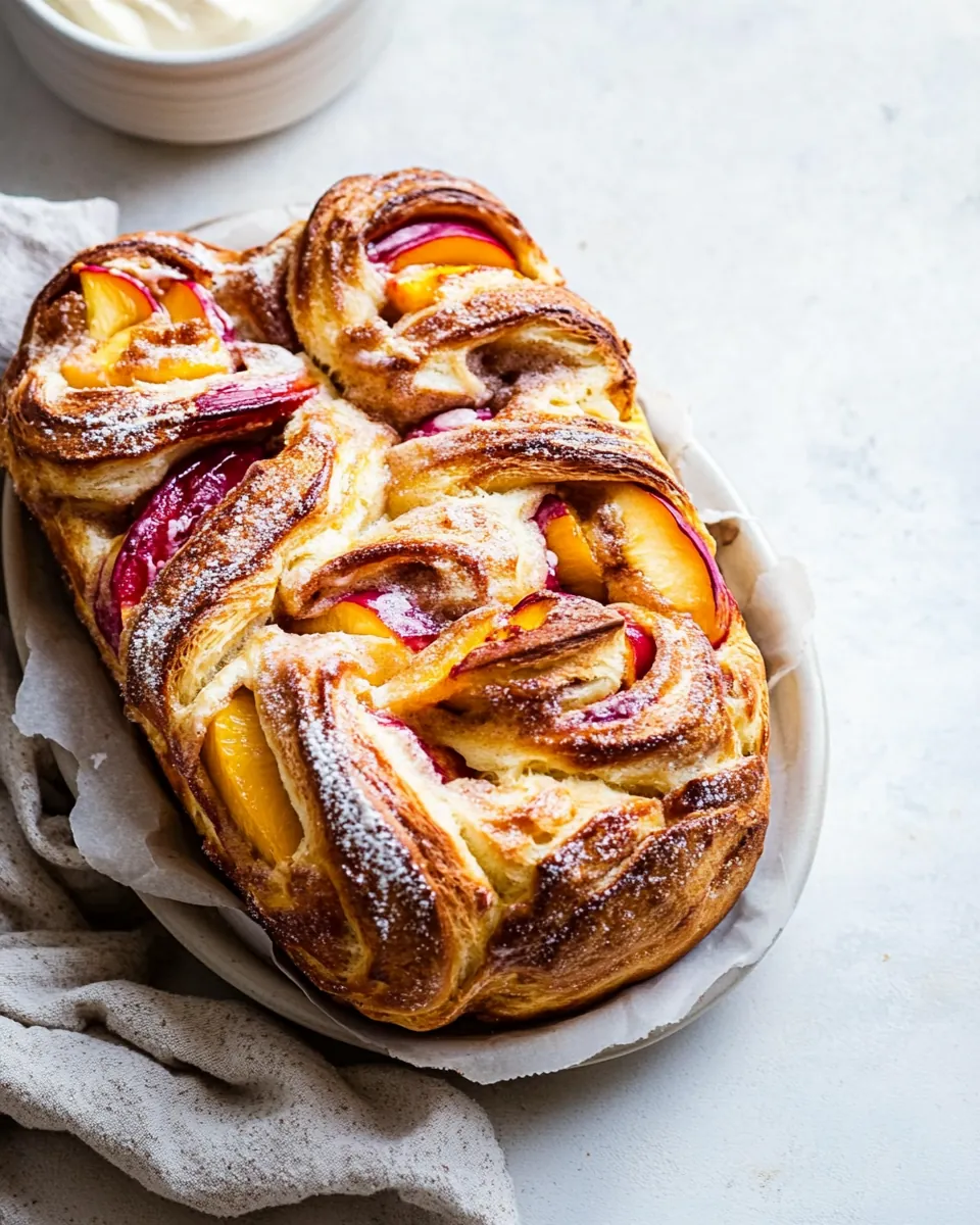 Flaky Pull Apart Cinnamon Peach Brioche Bread
